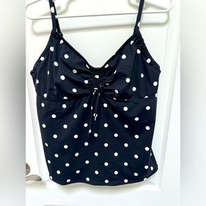 Land’s End Tankini, Size 16, Black & White Polka Dot
